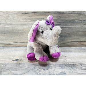 Aurora Girlz Nation Plush Elephant Grey Purple Bow Stuffed Animal Sparkle